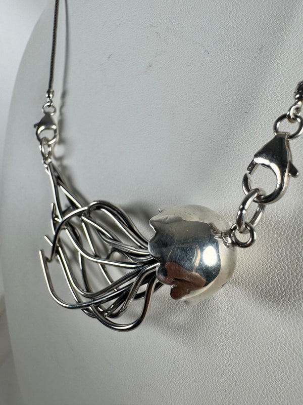 ALL STERLING SILVER MEDUSA NECKLACE 18" (MW 311)