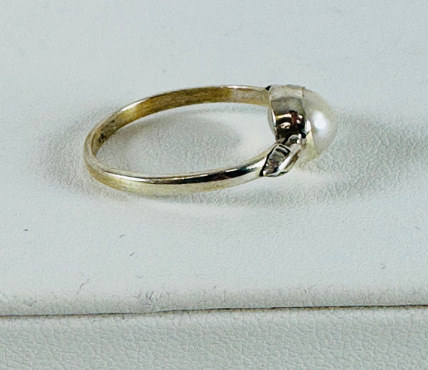 STERLING SILVER SINGLE FRESHWATER PEARL RING SIZE 9 (PW 14)
