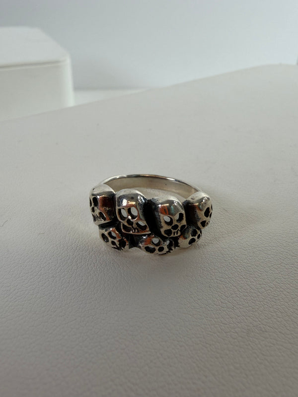 TAXCO SILVER SUGAR SKULL RING BY ROBERTO PINEDA SIZE 7 3/4 (PW 23)