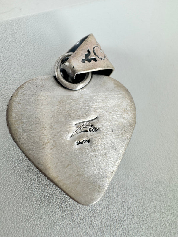 NATIVE HANDMADE ROYSTON TURQUOISE HEART PENDANT BY TONY YAZZIE (LB 4)