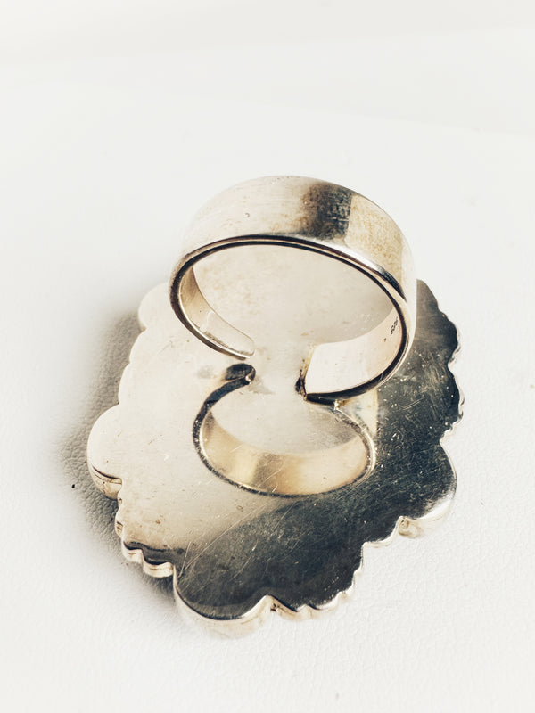 BLACK ONYX & DENDRITIC AGATE ADJUSTABLE RING (MW 193)