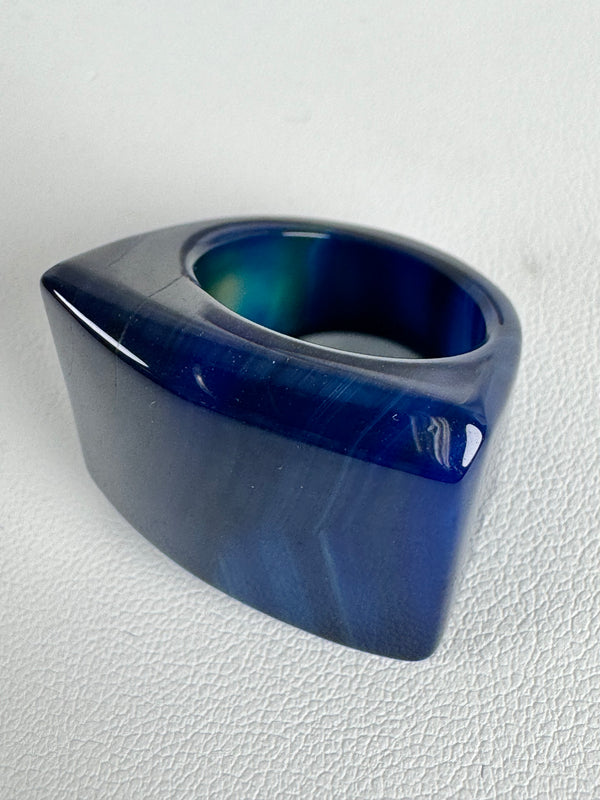 BLUE AGATE GEMFIRE RING SIZE 8.5" (MW 315)
