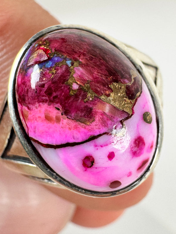PINK DAHLIA OVAL RING SIZE 9 (LB47)