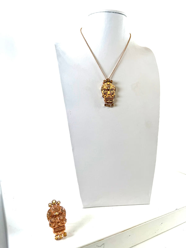 ROSE GOLD SUGAR SKILL CITRINE NECKLACE 16-22" BY HESPERA (AM 15)