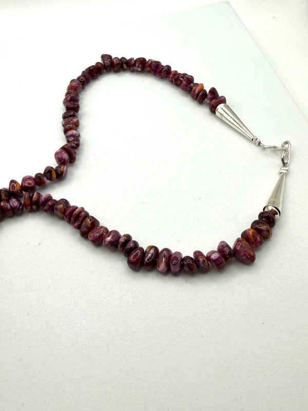PURPLE SPINY OYSTER BEADED NECKLACE 21" (CO 125)