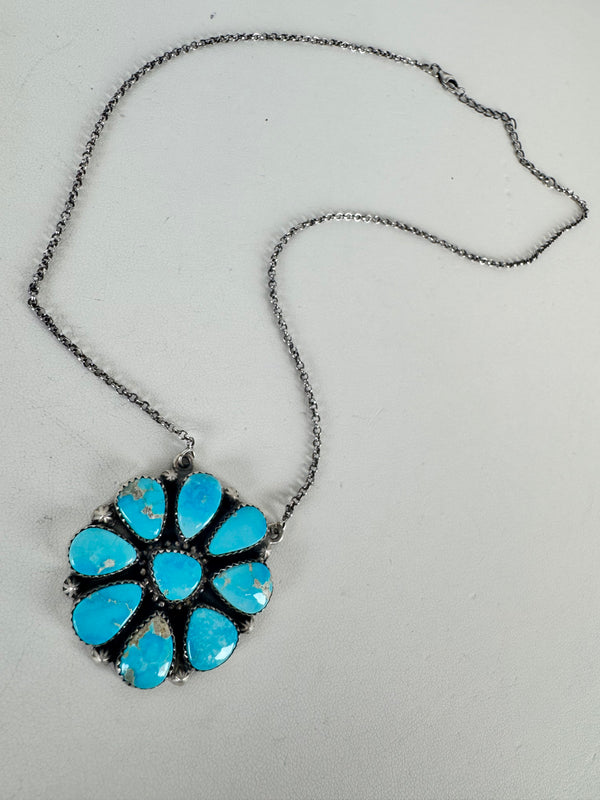 BLUE RIDGE TURQUOISE CLUSTER ADJUSTABLE NECKLACE (CO 61)