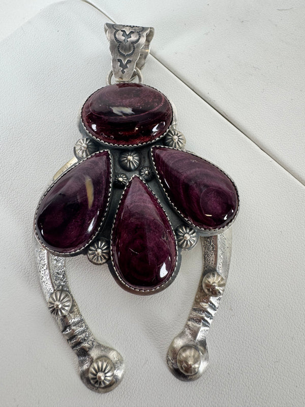 NATIVE HANDMADE PURPLE SPINY OYSTER CLUSTER NAJA PENDANT BY KEVIN BILLAH (JR 3)