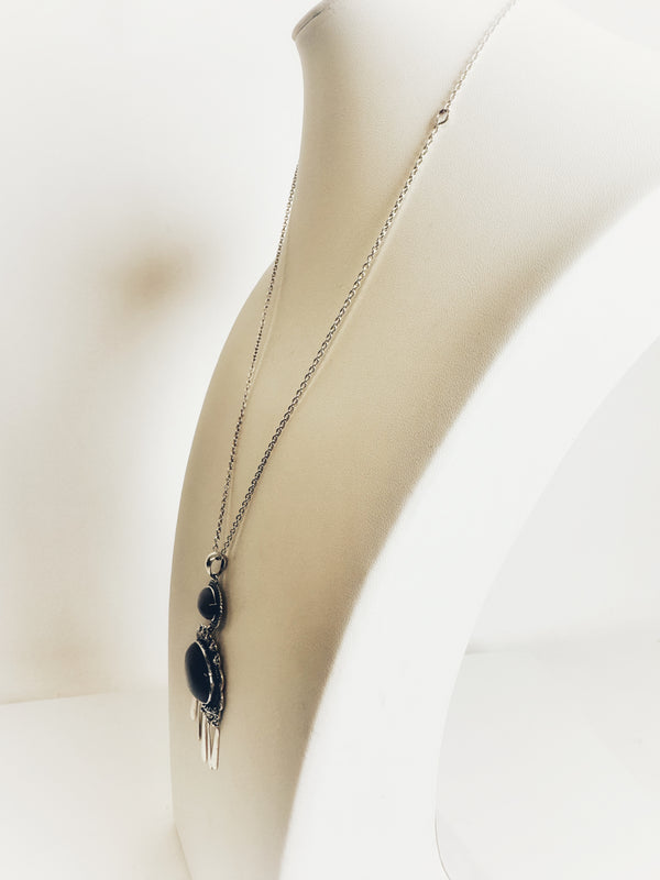 GREY MOONSTONE DANGLE NECKLACE 16-22" (MW 207)