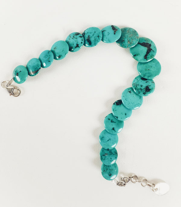 KINGMAN TURQUOISE PEARLS BRACELET BY HESPERA 7-9" (MW134)