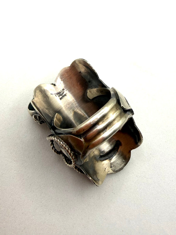 TIM YAZZIE ALL STERING SILVER SADDLE RING SIZE 10 (LA 9)