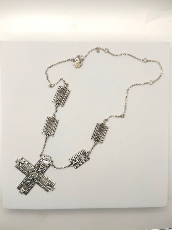 STERLING SILVER ZIA ADJUSTABLE STATEMENT NECKLACE 15-22" (JR 116)