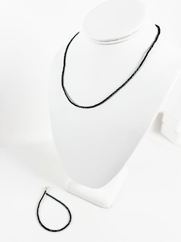 BLACK SPINEL BRACELET & NECKLACE SET (MW93)
