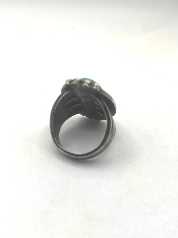 STERLING SILVER VINTAGE KINGMAN TURQUOISE STATEMENT RING SIZE 10 (MK 10)