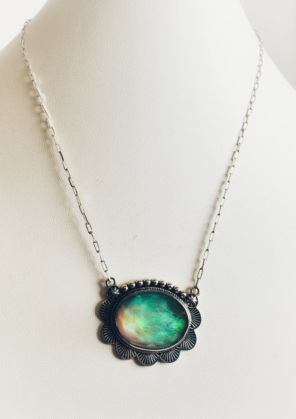 FIRE OPAL DOUBLET ADJUSTABLE NECKLACE 20" (RB 68)