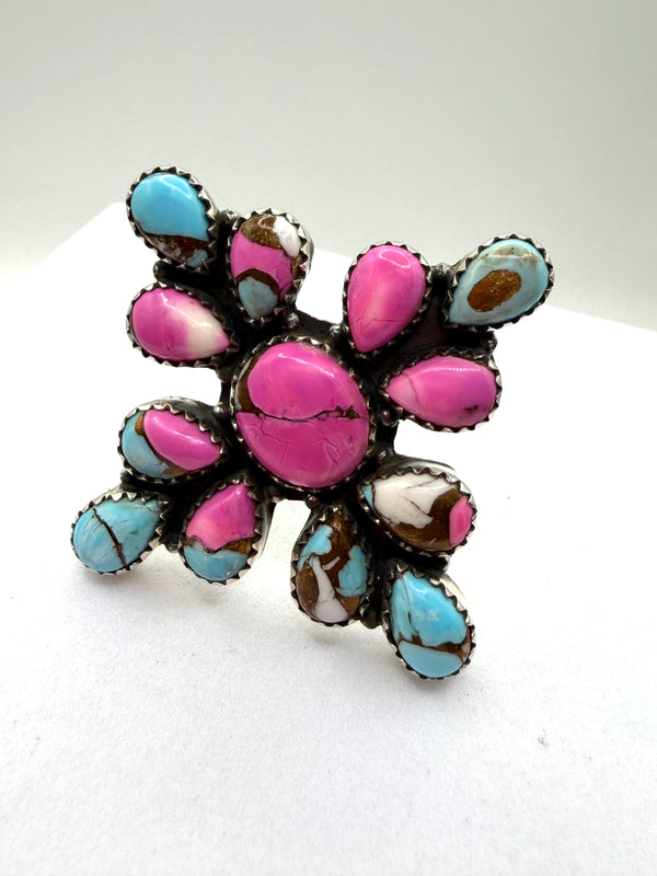 FRANCISCO RUIZ COTTON CANDY ADJUSTABLE NATIVE HANDMADE RING (LL 27)