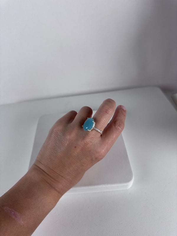 BLUE CHALCEDONY RING SIZE 9 (MW 279)