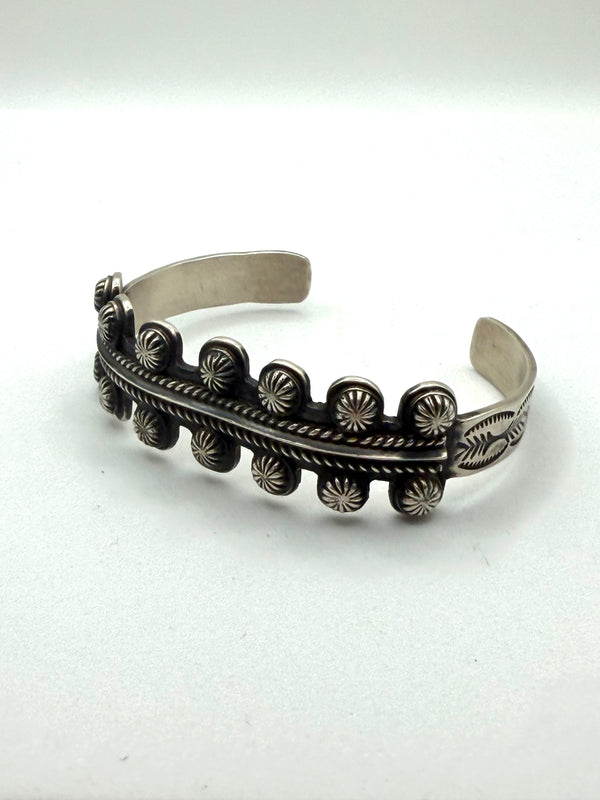 NATIVE HANDMADE STERLING SILVER ADJUSTABLE CUFF SIGNED BY MARY CAYATINETO (TC 11)