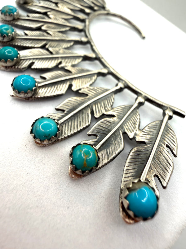 ANNIE SPENCER KINGMAN TURQUOISE SS NATIVE HANDMADE EAR CUFF (NP 28)
