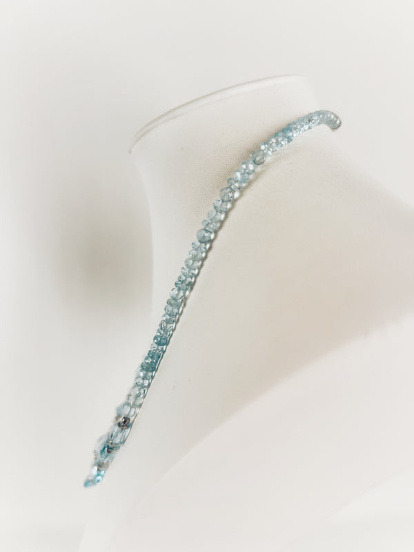 AQUAMARINE & SKY BLUE TOPAZ BEADED NECKLACE 18-20" (AW17)