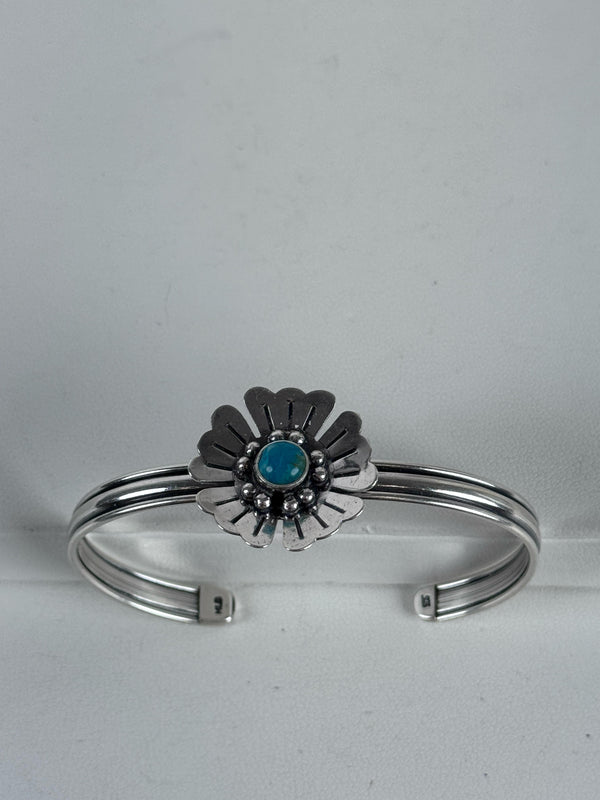 KINGMAN TURQUOISE FLOWER CUFF (CO 28)
