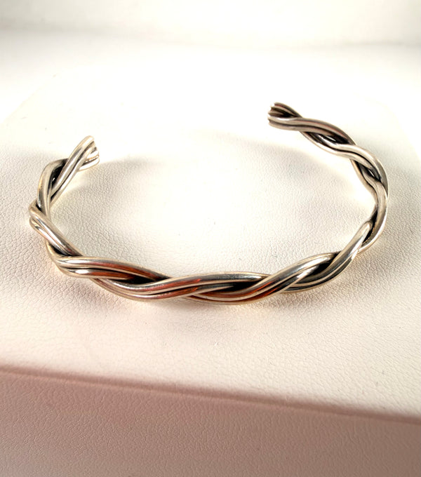 ALL STERLING SILVER TWISTED ROPE CUFF (RB 17)