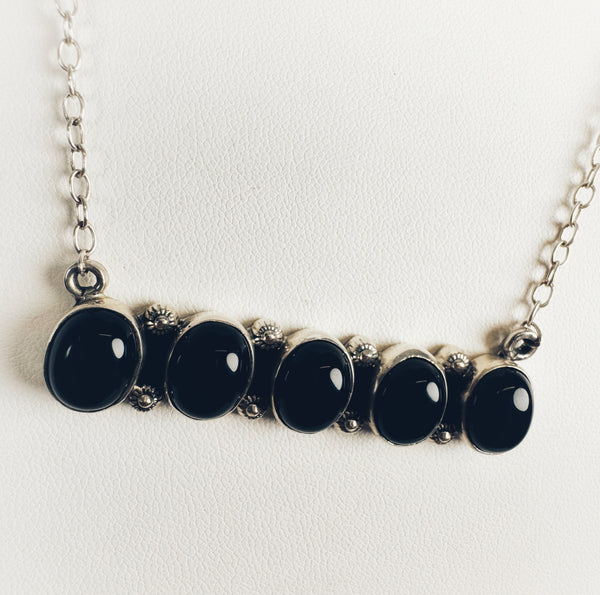 BLACK ONYX BAR NECKLACE 18-20" (RB 74)