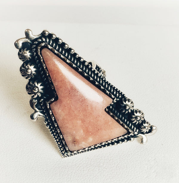 RHODOCHROSITE LIGHTNING BOLT ADJUSTABLE RING (RB 64)