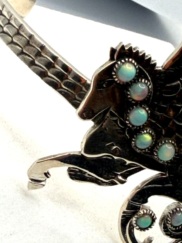 AURA OPAL FLYING HORSE STERLING SILVER ADJUSTABLE CUFF (JR 112)