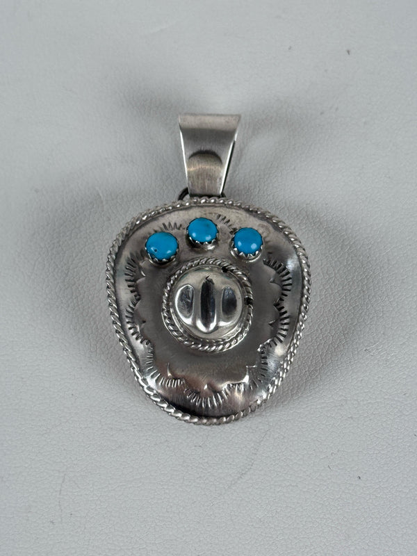BOBBY PLATERO SLEEPING BEAUTY TURQUOISE COWBOY HAT PENDANT (CO 27)
