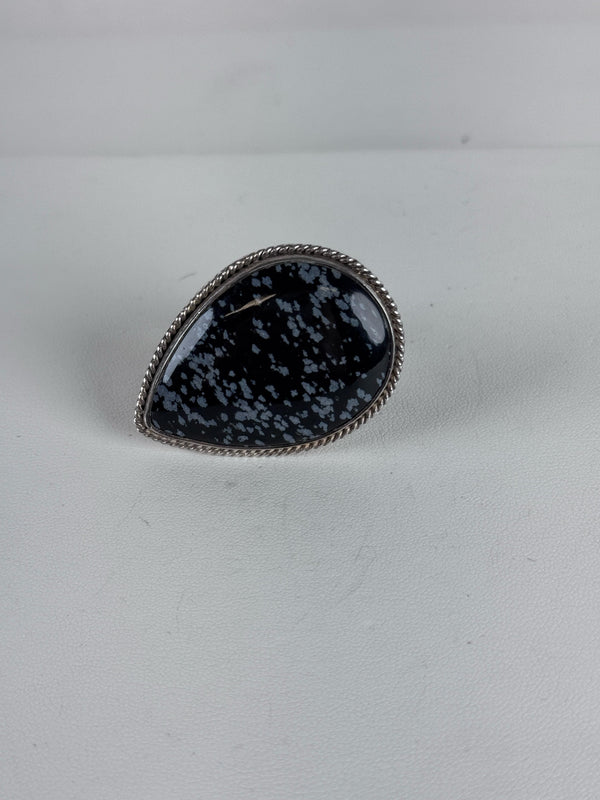 SNOWFLAKE OBSIDIAN DROP RING SIZE 8 (MW 293)