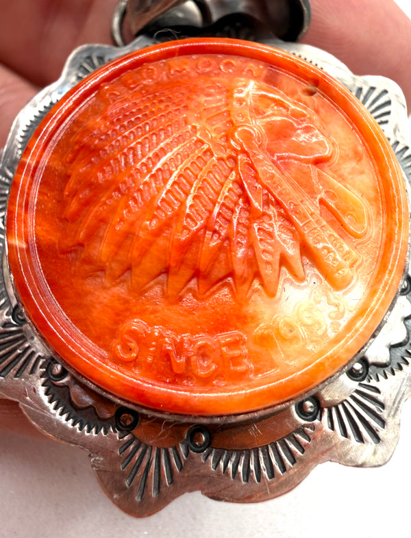 ✨ LUXURY RAFFLE ✨NATIVE HANDMADE RED SPINY OYSTER CHIEF PENDANT BY LYLE PIASO ($400)