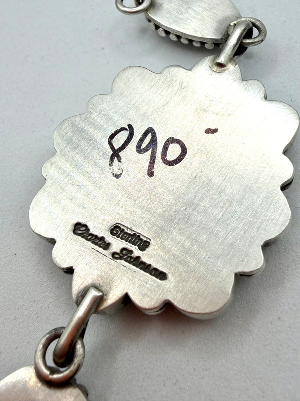 SONORAN GOLD TURQUOISE CLUSTER NATIVE HANDMADE LARIAT BY CHARLES JOHNSON (UP TO 19") (NP 9)