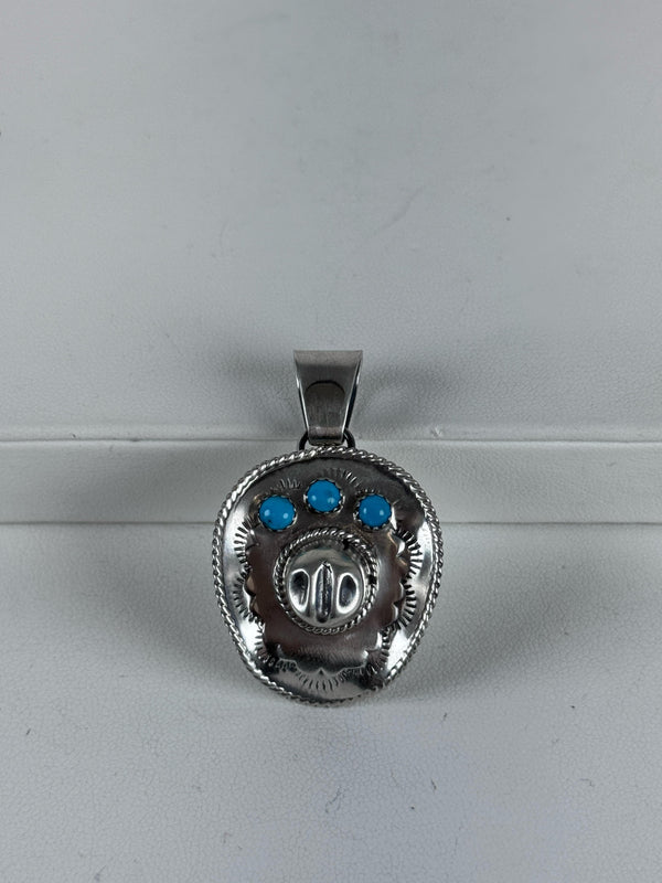 BOBBY PLATERO SLEEPING BEAUTY TURQUOISE COWBOY HAT PENDANT (CO 27)