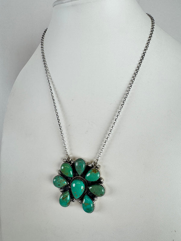 ROYSTON TURQUOISE CLUSTER STATEMENT NECKLACE 16-18" (DC 26)