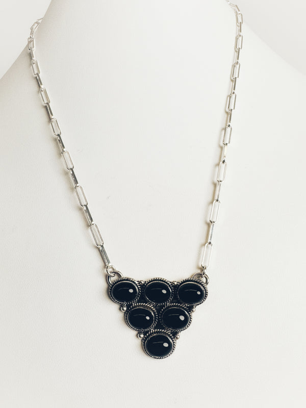 BLACK ONYX MOO MOO PAPERCLIP NECKLACE 20-24" (MW 205)