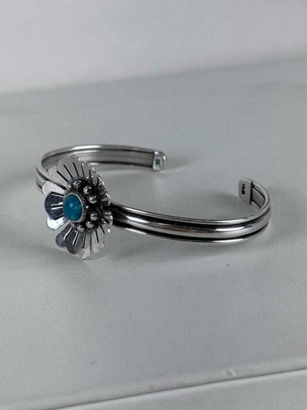 KINGMAN TURQUOISE FLOWER CUFF (CO 28)
