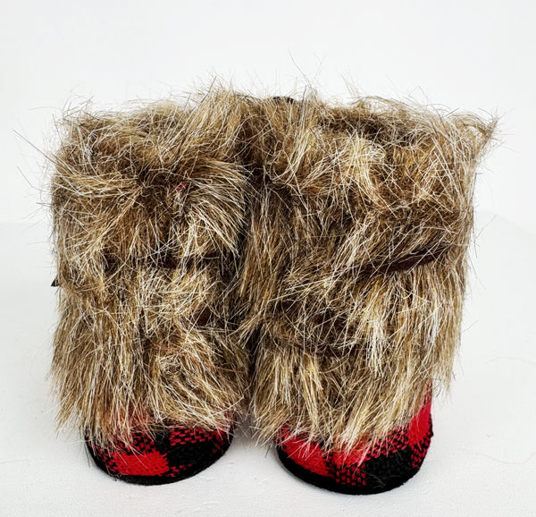 12 - 4" RED & BLACK CHECK SIERRA BOOTS ORNAMENTS