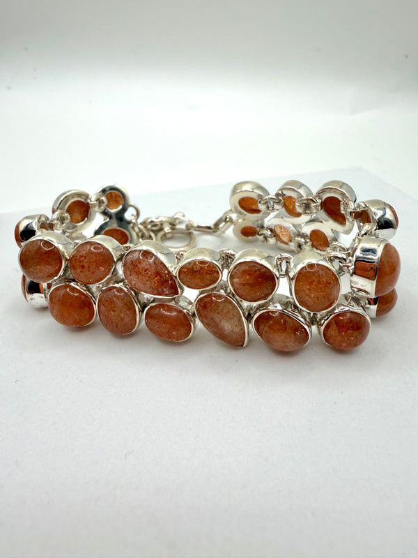 STERLING SILVER ARGENTINA RHODOCHROSITE MEGA BRACELET 6.5-8" (JR 89)