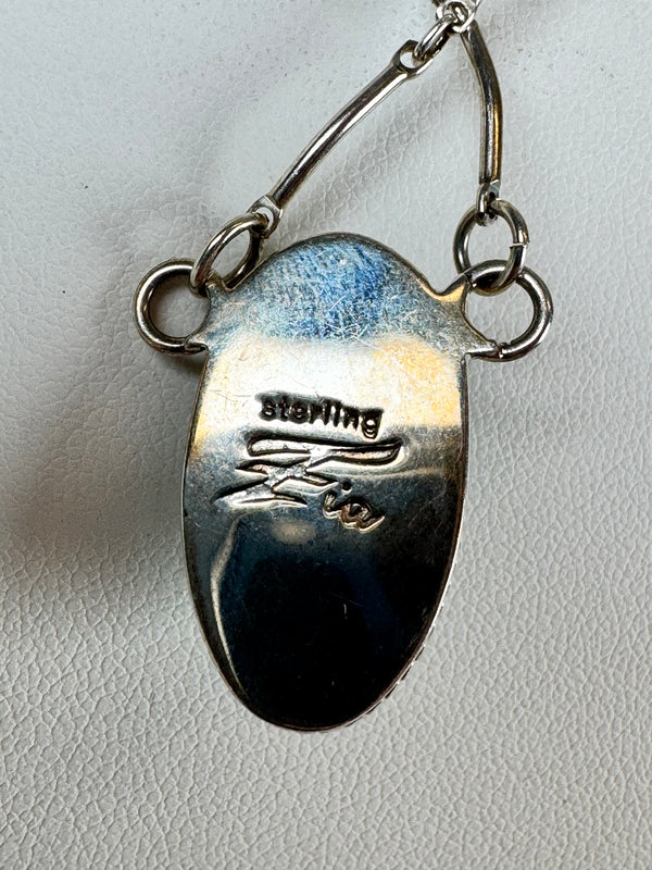 NATIVE HANDMADE KINGMAN TURQUOISE PAPERCLIP LINK CHAIN BY TONY YAZZIE 24" (LN 20)