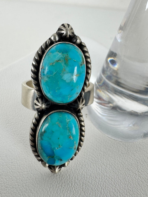 2 STONE KINGMAN ADJUSTABLE RING (DC 8)