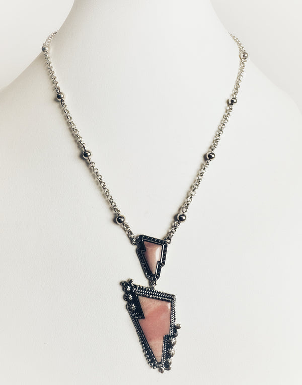 RHODOCHROSITE LIGHTNING BOLT NECKLACE 16-22" (RB 66)