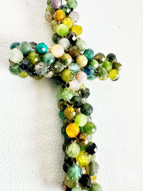 NAVAJO PEARLS BEADED CROSS NECKLACE 18-20"