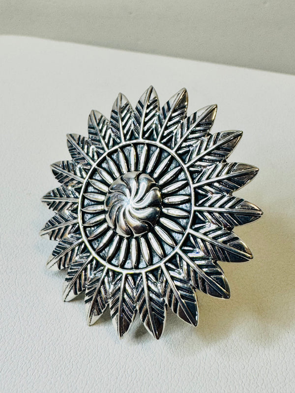 ALL STERLING SILVER ADJUSTABLE SUNFLOWER RING (JR 14)