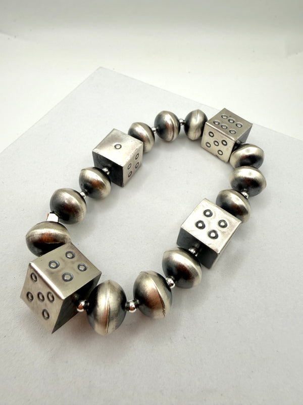 NATIVE HANDMADE SAUCER PEARLS & DICE BEADS BY VINITA COWBOY (NP 1)