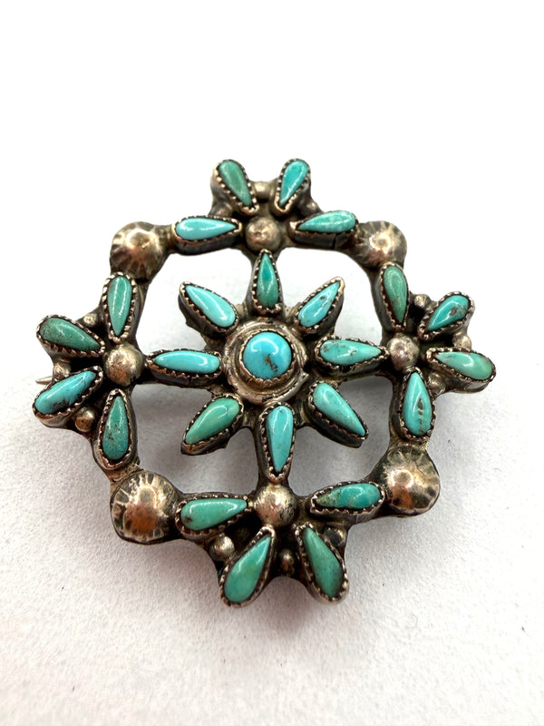 ZUNI HANDMADE NEEDLE POINT KINGMAN INLAY PENDANT (LL 15)
