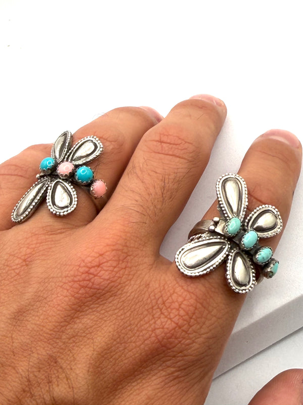 CHARLES JOHNSON NATIVE HANDMADE SS ADJUSTABLE BUTTERFLY RINGS (LA 24)