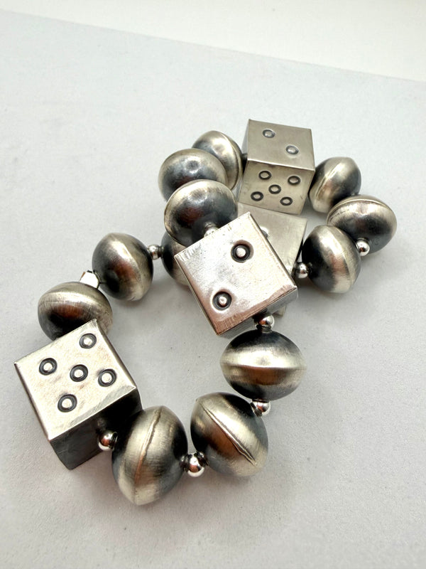 NATIVE HANDMADE SAUCER PEARLS & DICE BEADS BY VINITA COWBOY (NP 1)