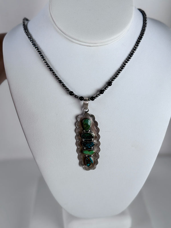 MULTITURQUOISE STATEMENT PENDANT 3" (MW 271)