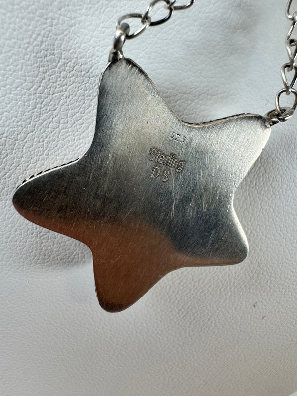 PINK DAHLIA STAR NECKLACE SIGNED BY DESERT SKIES ADJUSTABLE UP TO 20" (DC 6)