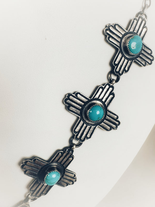 KEVIN BILLAH KINGMAN TURQUOISE ONE-OF-A-KIND LARIAT 22” & EARRINGS COMBO